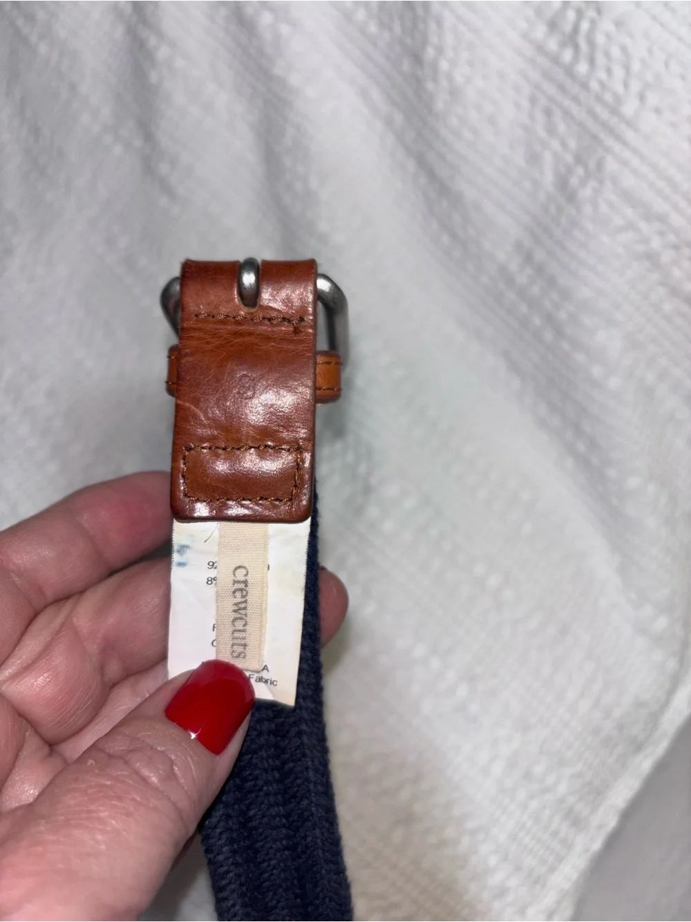Youth Navy Woven Belt with Brown Leather Trim Crewcuts with tags size 26-28